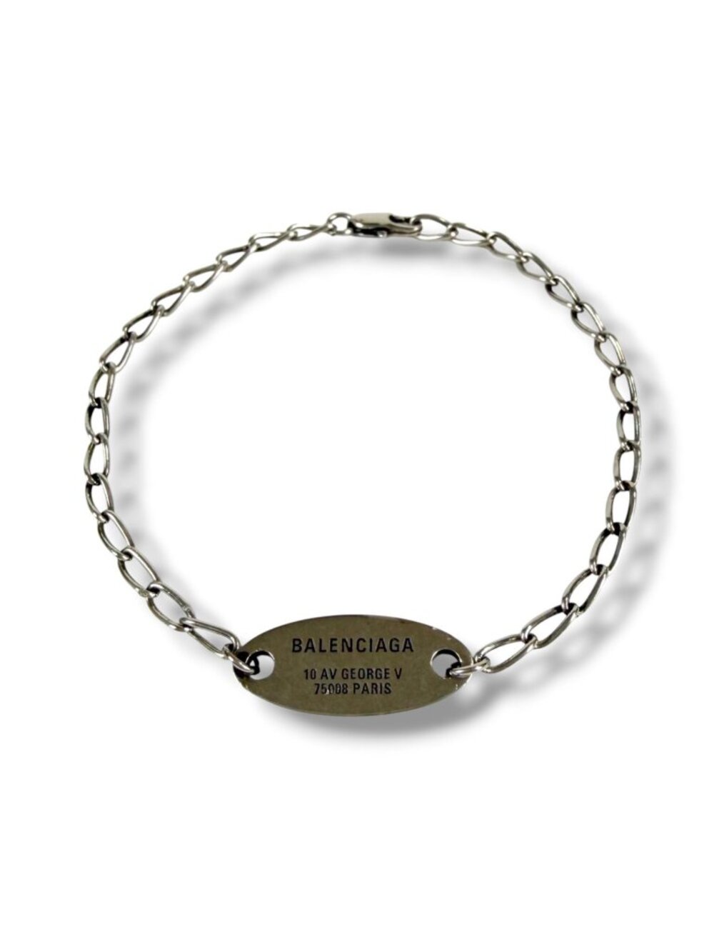 Balenciaga Everyday Bracelet Antique Silver Chain Anklet BB Logo